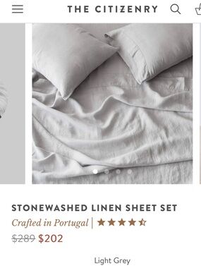The Citizenry Linen Sheet Set - Light Gray